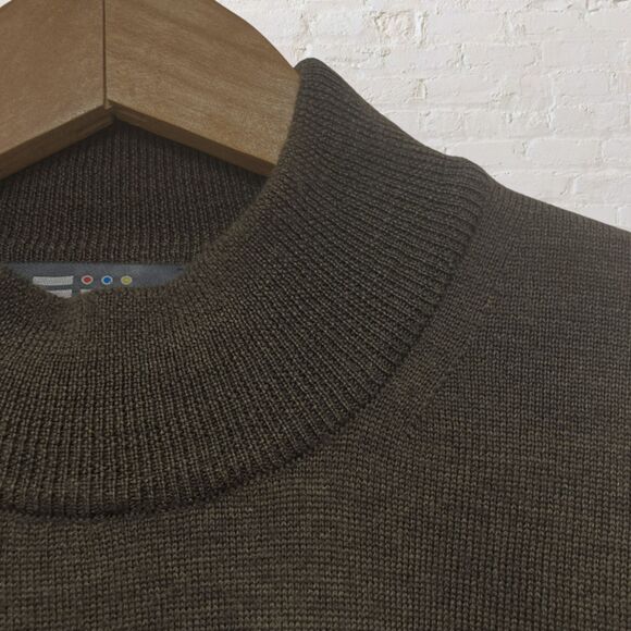 🇮🇹 FiJi Italian Wool Sweater XL Mock Neck Brown Woolmark Made Italy - Picture 6 of 16